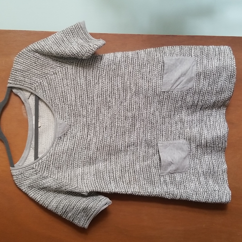 Anthropologie Meadow Rue Silver Tweed Top Shirt Sz Small